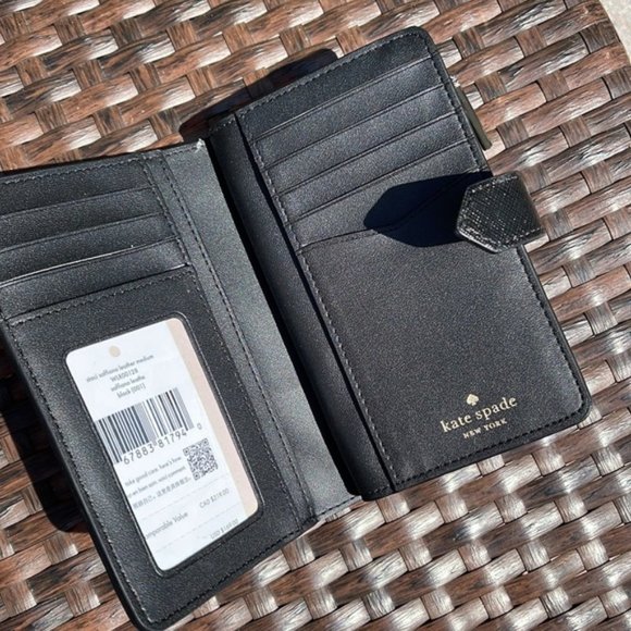 Kate Spade Madison Medium Compact Bifold Wallet Black NWT - Picture 12 of 14